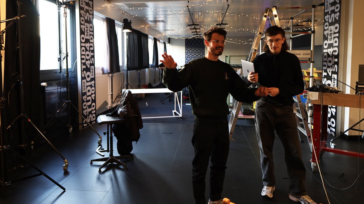 David Meury und Luc Peyer in den Redaktionsräumlichkeiten von «Studio 404»