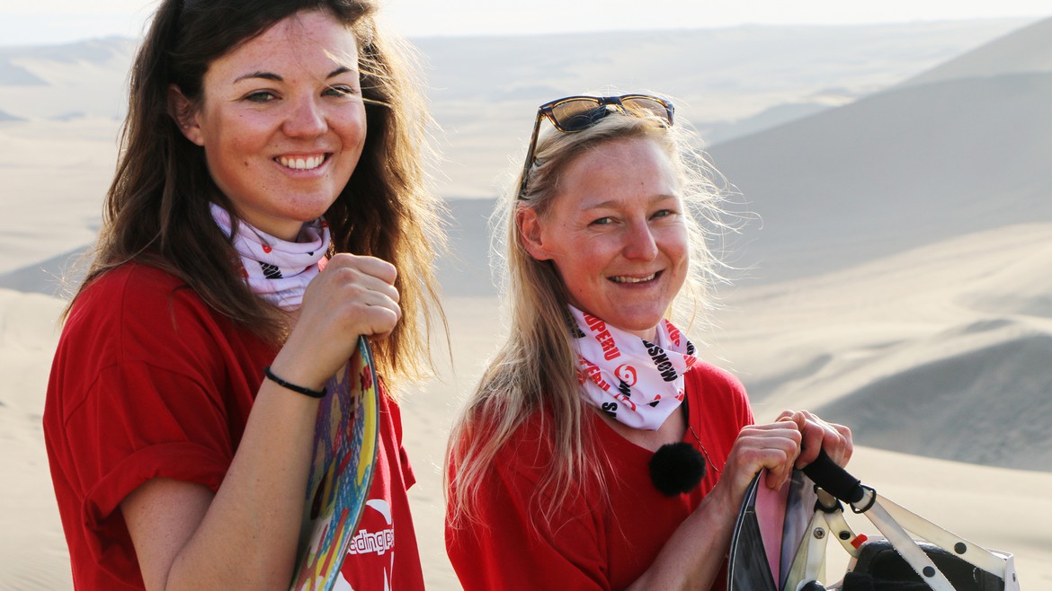 Snowboardlehrerinnen Michèle und Jessica in Peru